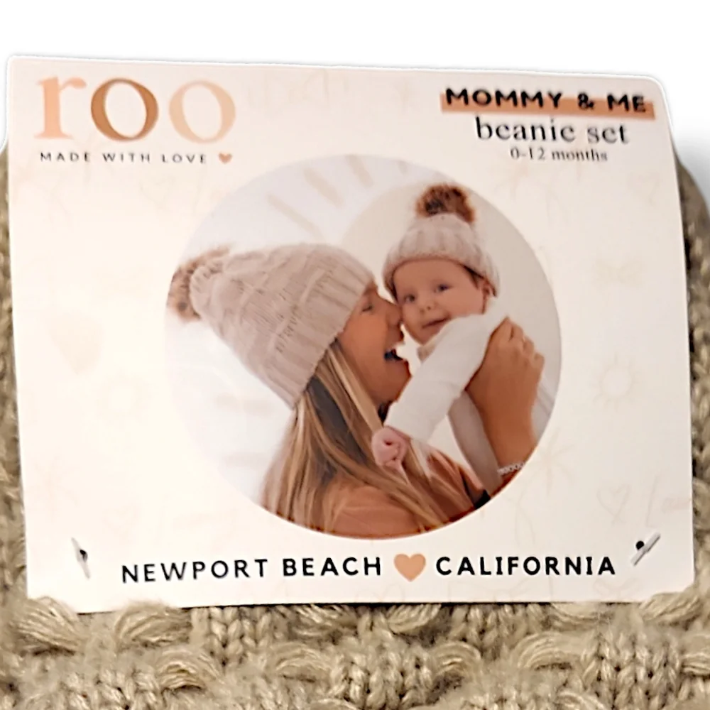 NWT ROO Oatmeal Mommy & Me Beanie Set